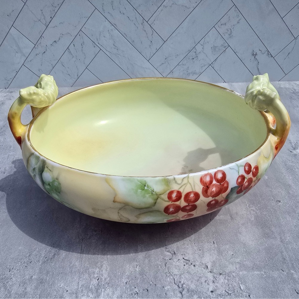 Antique Nippon Style Hand Painted Porcelain Centerpiece Bowl Branch Handles - Picture 2 of 12